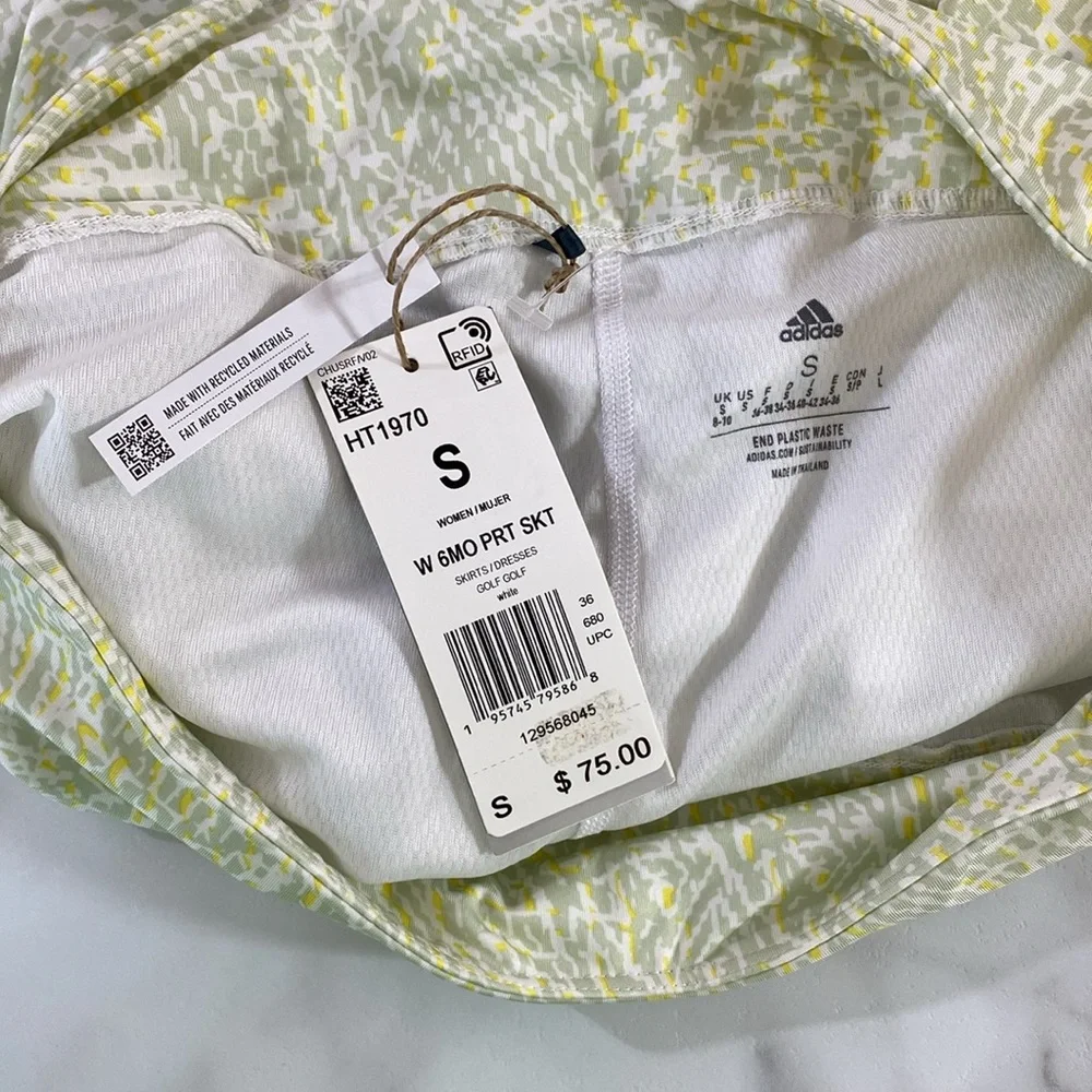 Adidas 6MO Golf Skirt Skort Womens Sz Small Green Yellow Stretch Athletic Active